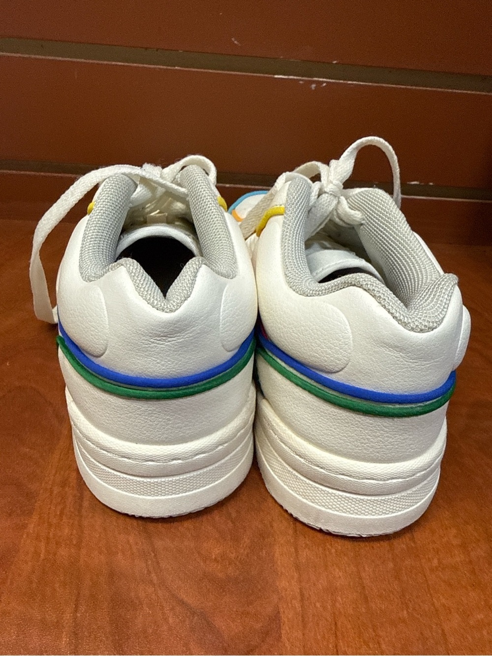 Zara White Sneakers with Blue, Yellow, Red & Green Trim - Picture 4 of 6